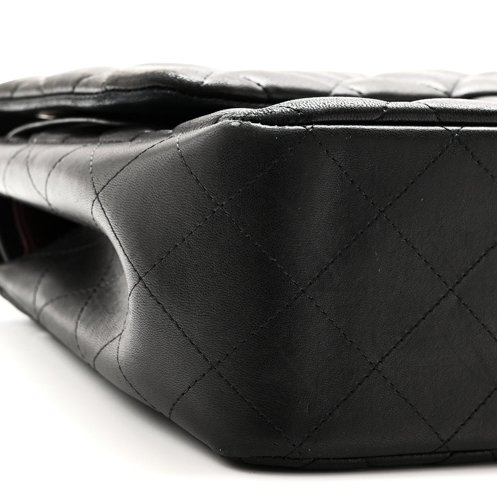 Lambskin Quilted Jumbo Double Flap Black