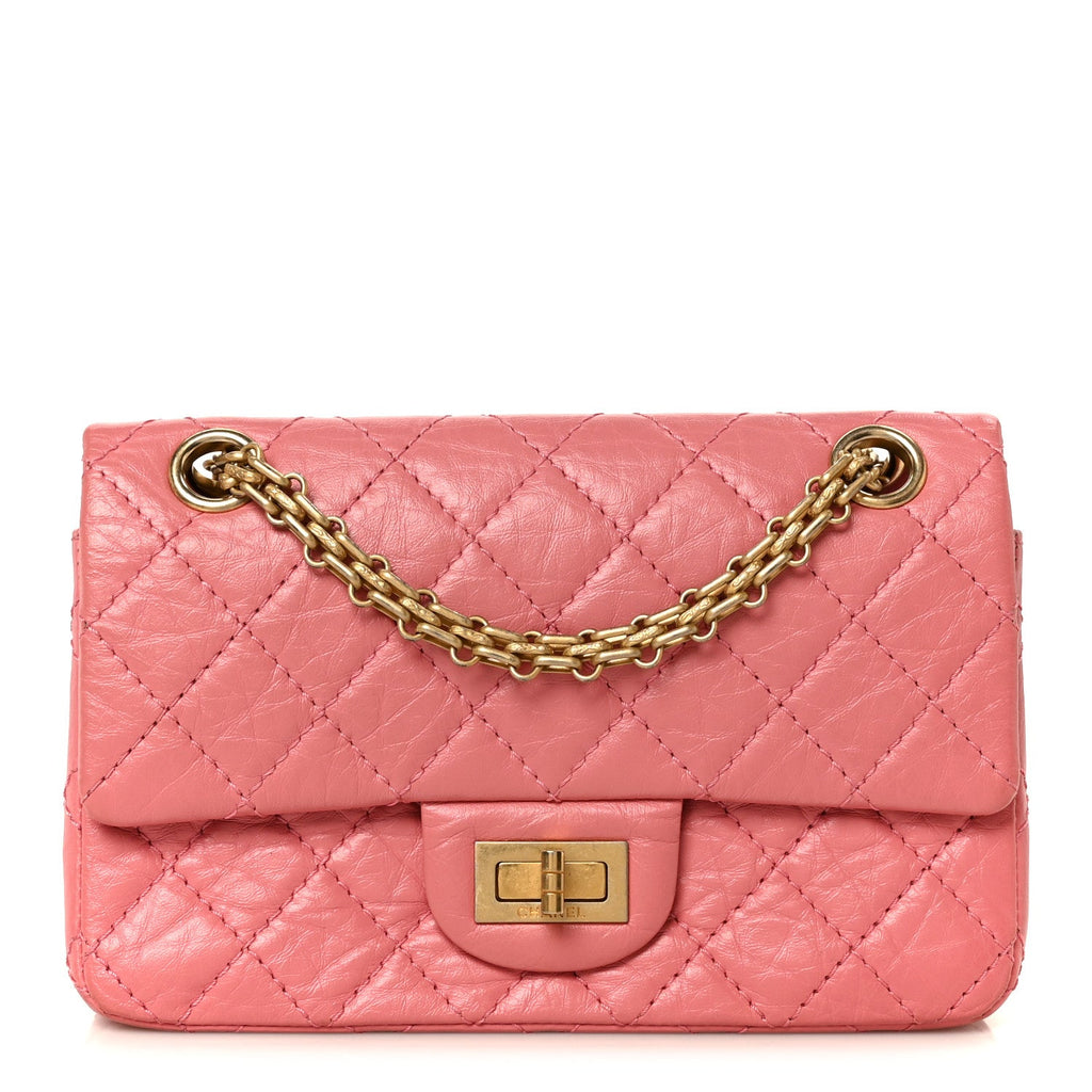 Aged Calfskin Quilted 2.55 Reissue Mini Flap Pink