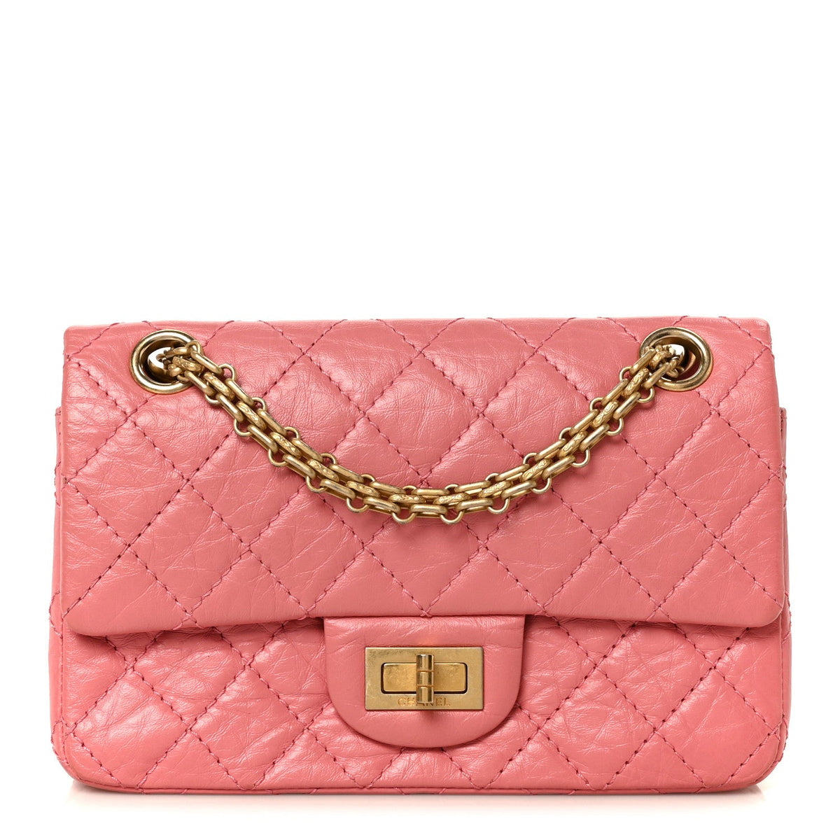Aged Calfskin Quilted 2.55 Reissue Mini Flap Pink