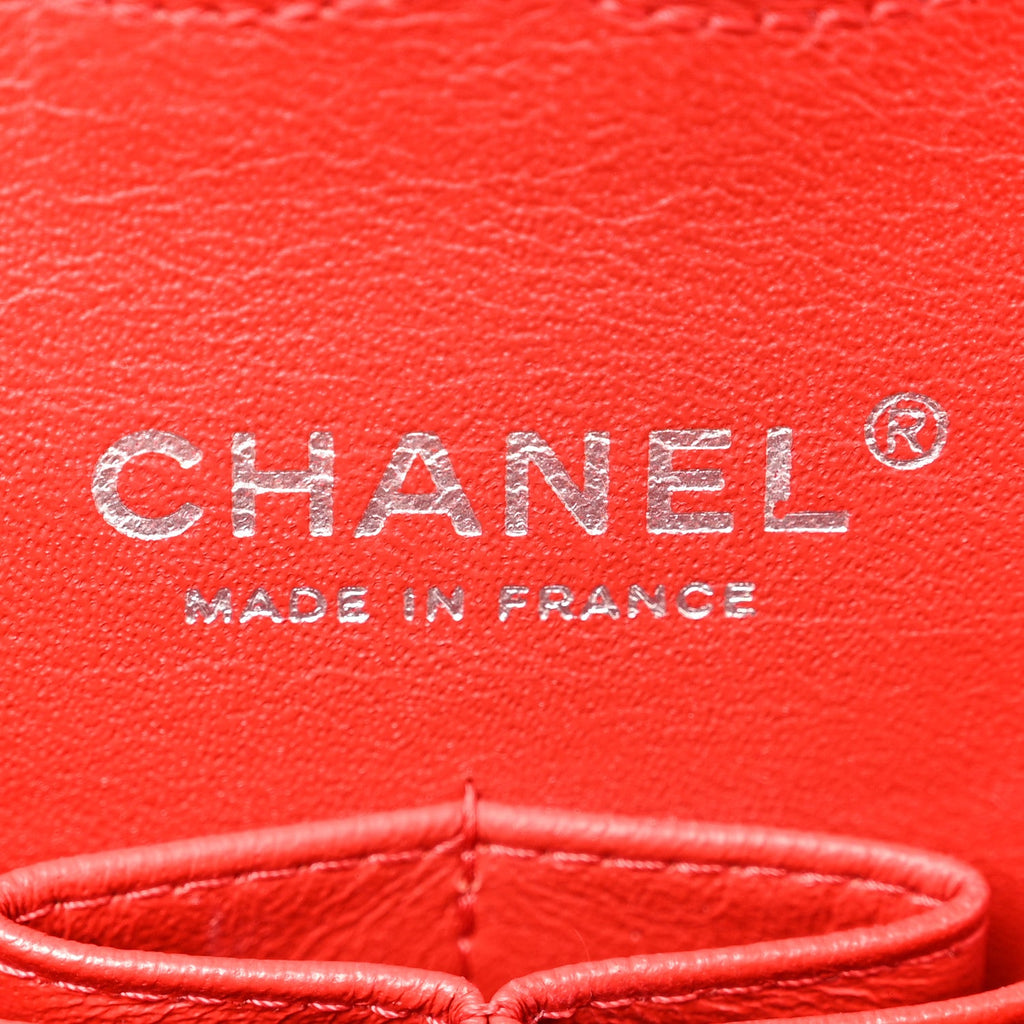 Lambskin Quilted Medium Double Flap Red