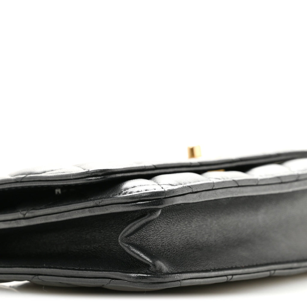 Lambskin Quilted CC Pearl Crush Wallet on Chain WOC Black