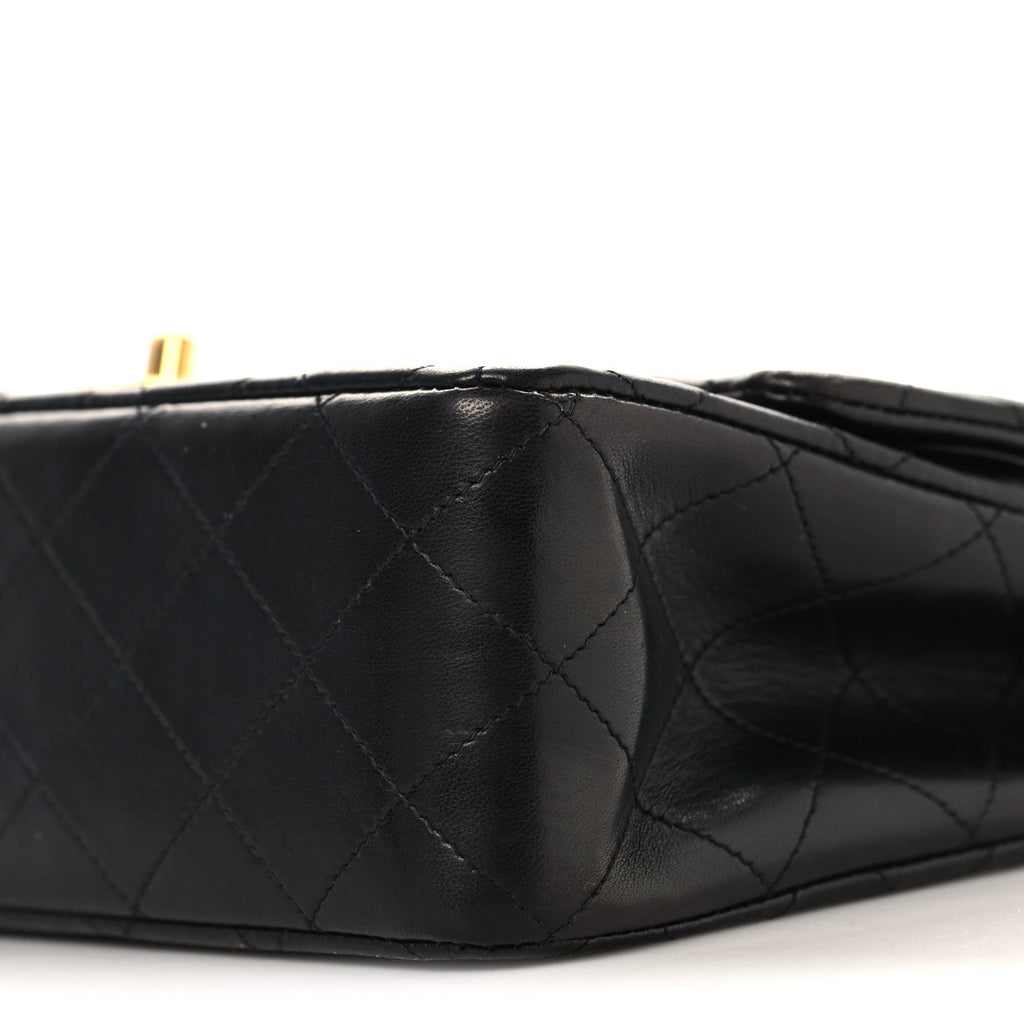 Lambskin Quilted Medium Double Flap Black