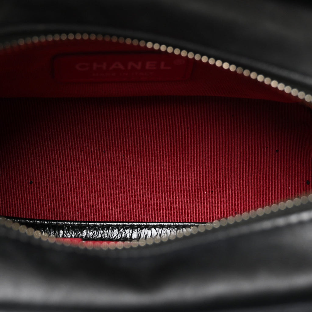 Aged Calfskin Quilted Small Gabrielle Hobo Black