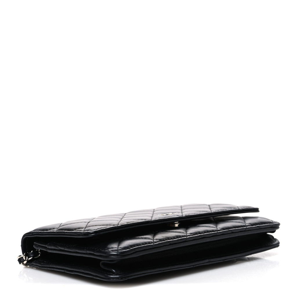 Lambskin Quilted Wallet On Chain WOC Black