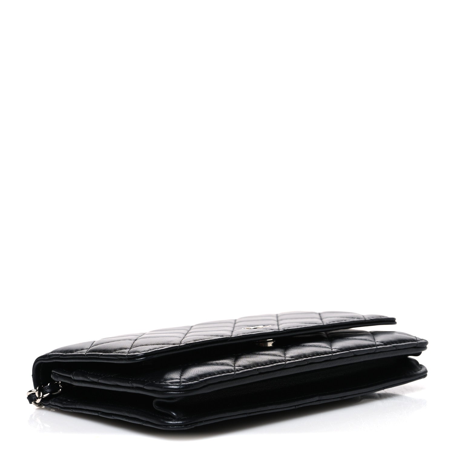 Lambskin Quilted Wallet On Chain WOC Black