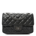 Metallic Sheepskin Quilted 2.55 Reissue Mini Flap Dark Silver
