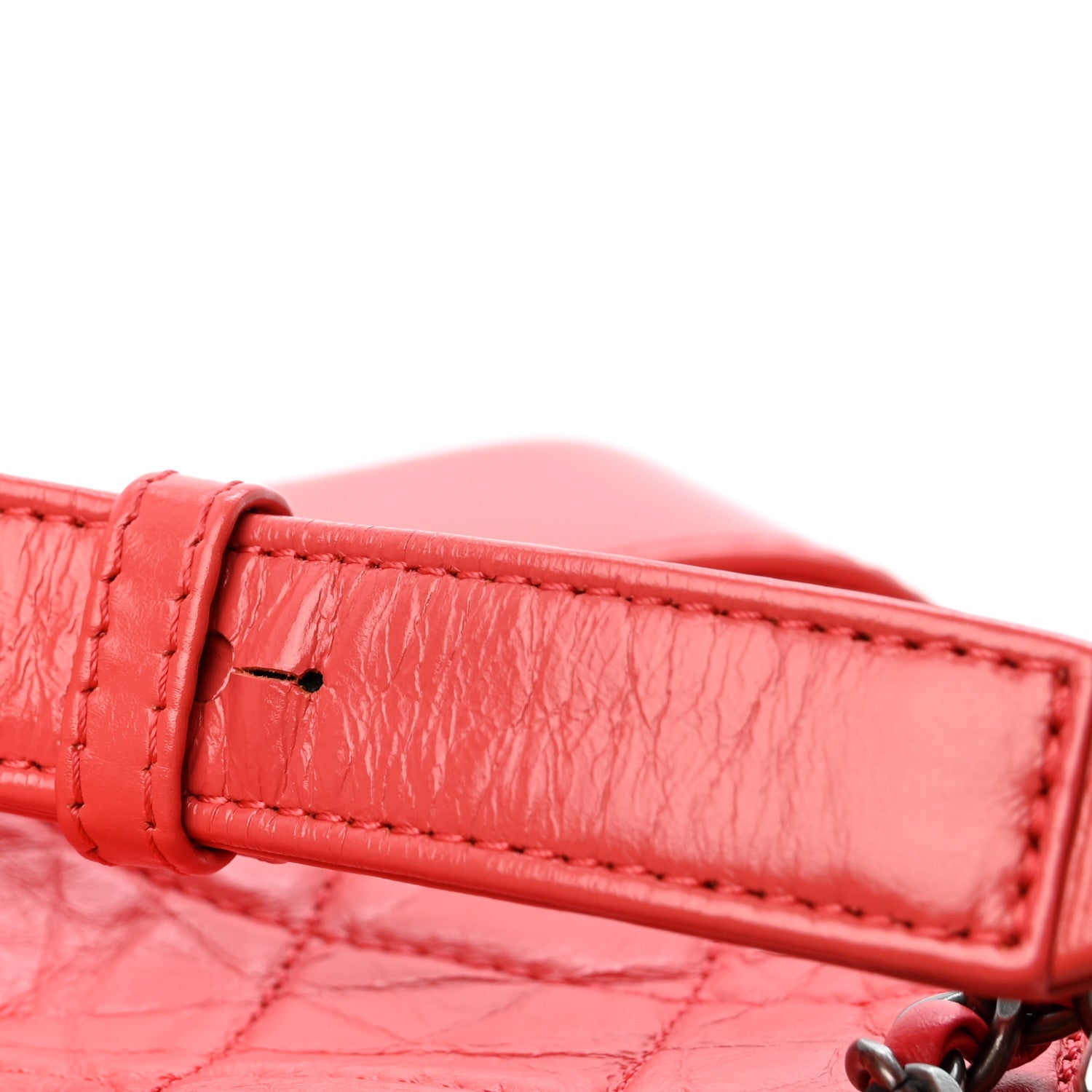 Aged Calfskin Quilted Small Gabrielle Hobo Red