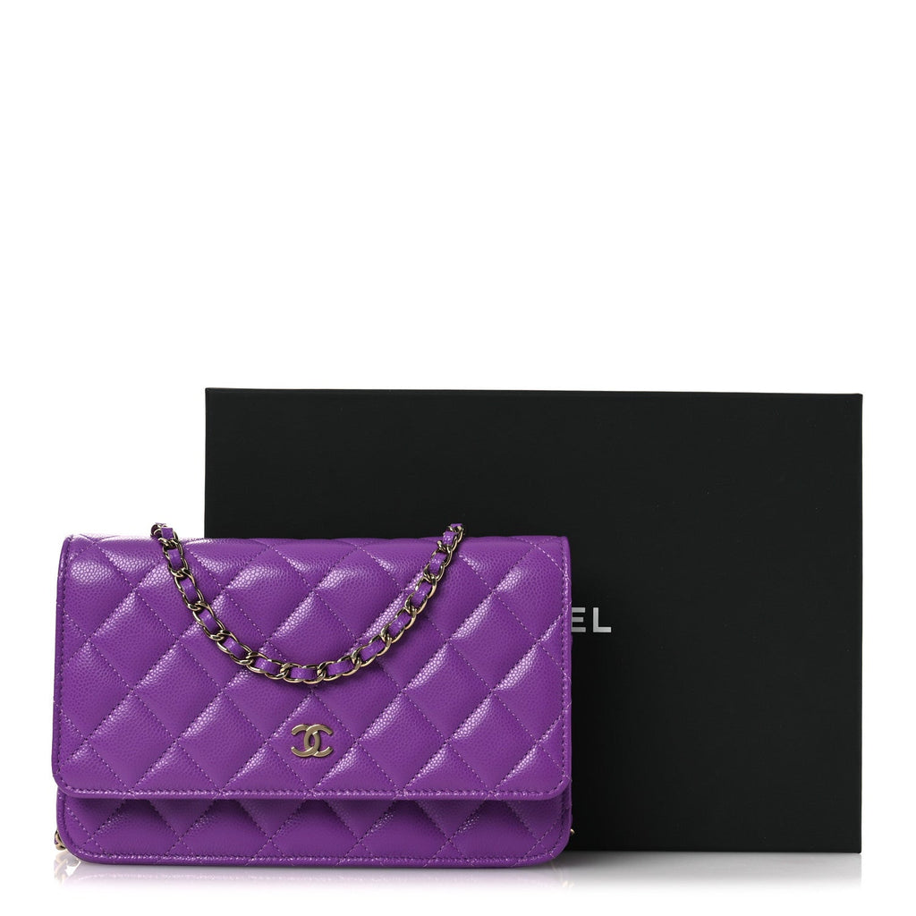 Caviar Quilted Wallet On Chain WOC Purple
