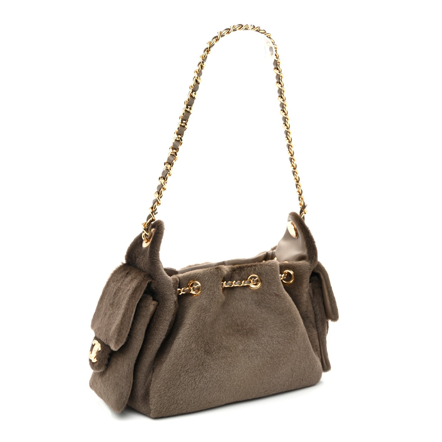 Pony Hair Mini Chanel 25 Handbag Dark Khaki