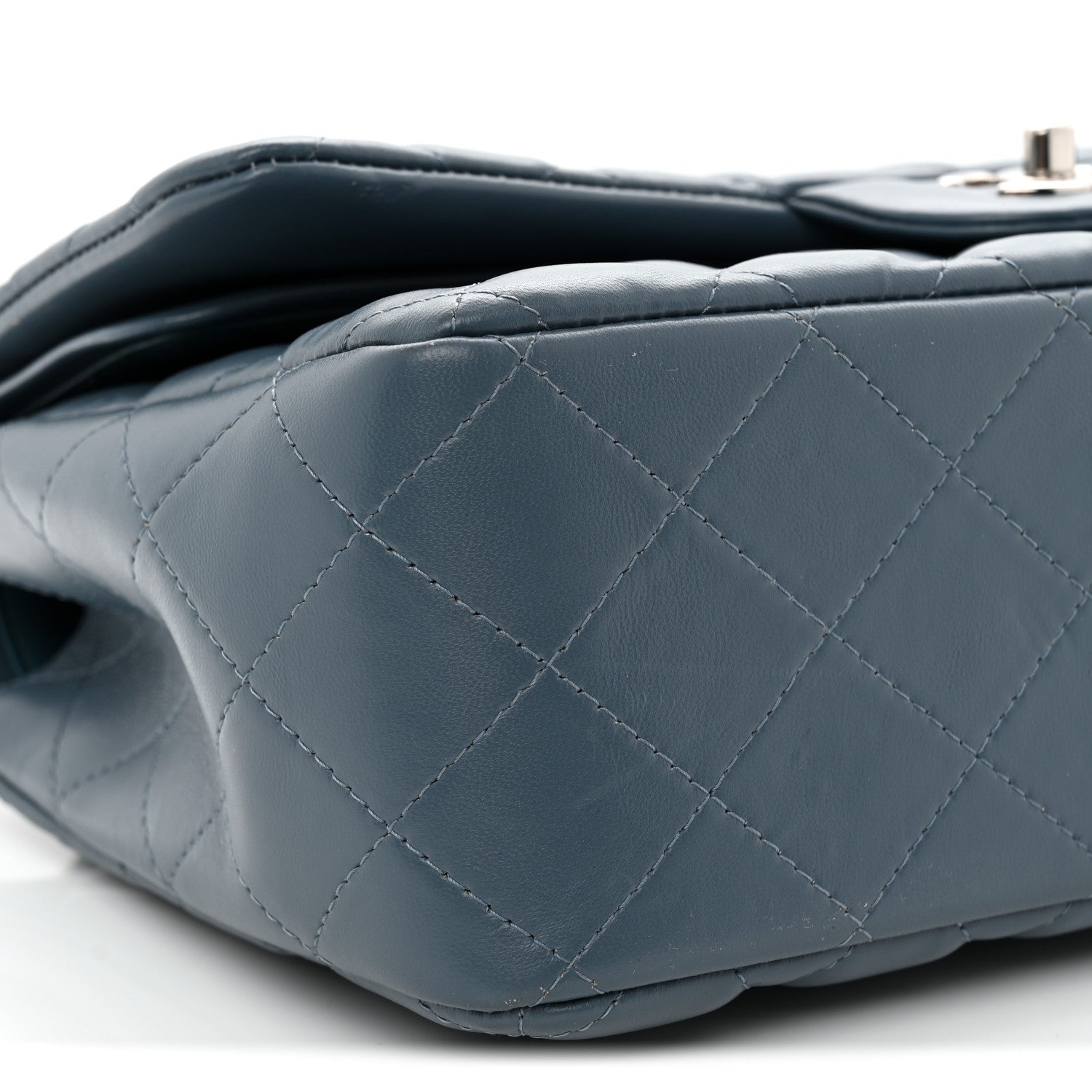 Lambskin Quilted Jumbo Double Flap Dark Blue