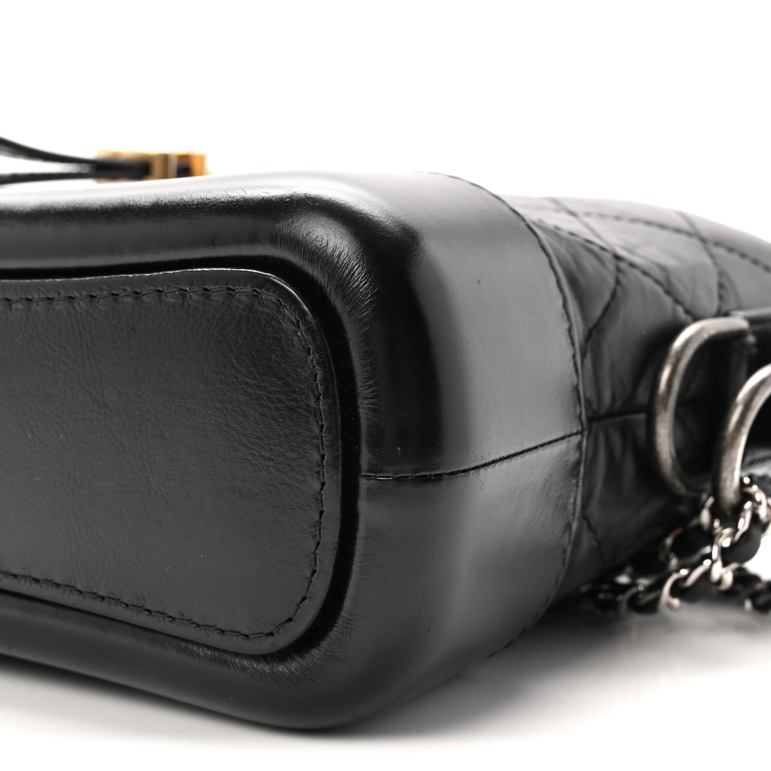 Aged Calfskin Quilted Small Gabrielle Hobo Black