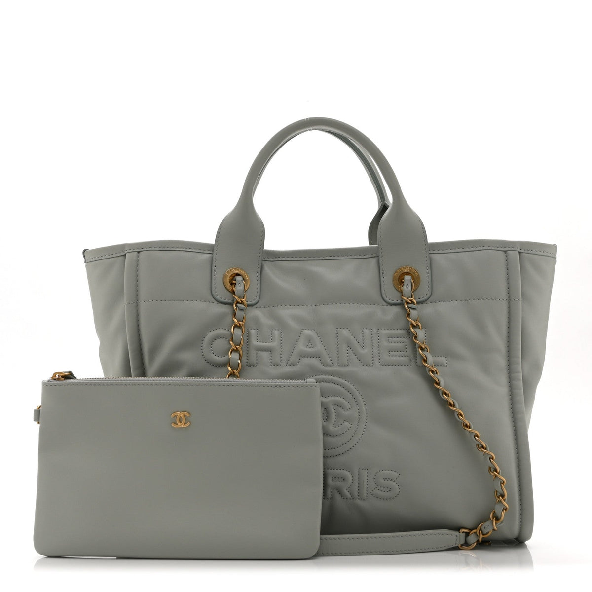 Calfskin Small Deauville Tote Light Grey