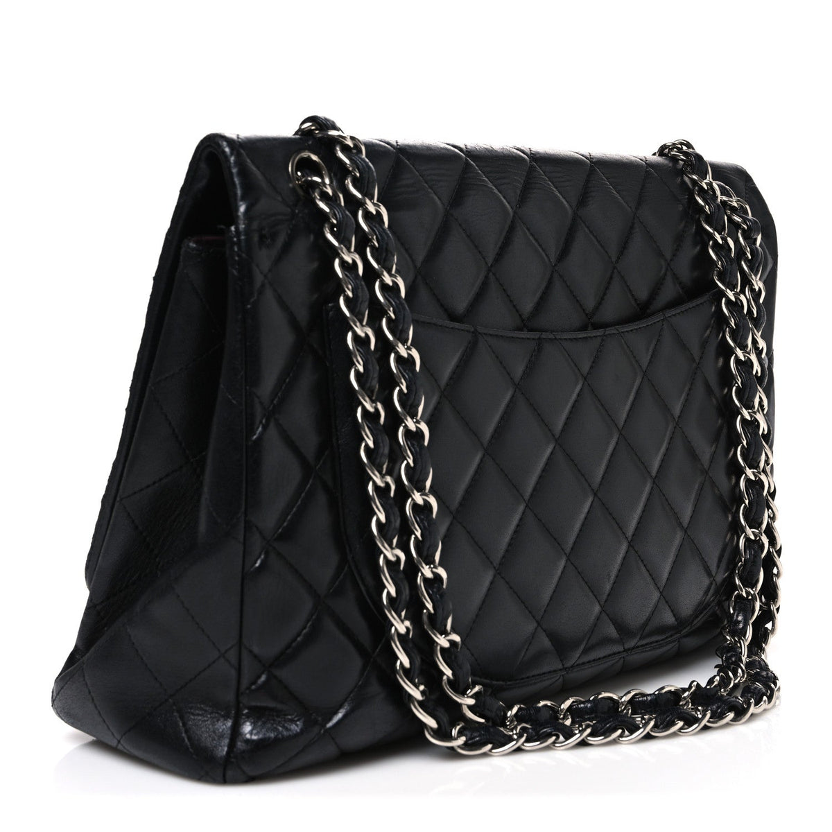 Lambskin Quilted Maxi Double Flap Black
