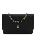 Caviar Quilted Wallet on Chain WOC Black