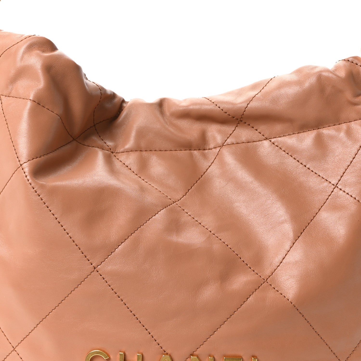 Shiny Calfskin Quilted Small Chanel 22 Camel