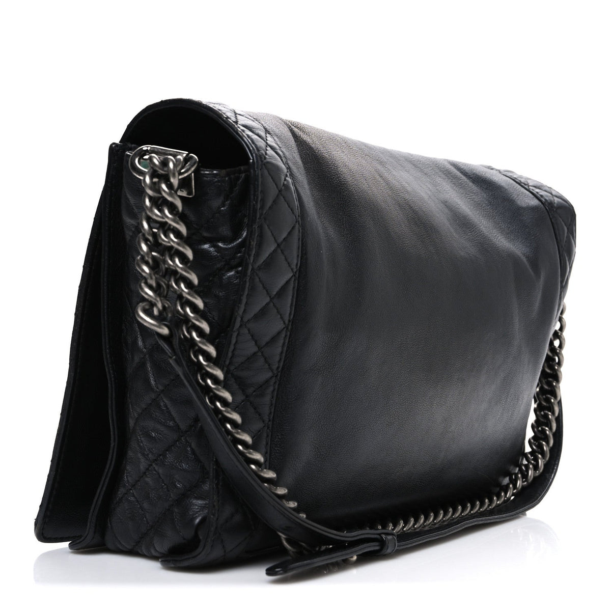 Calfskin Large Boy Reverso Flap Black