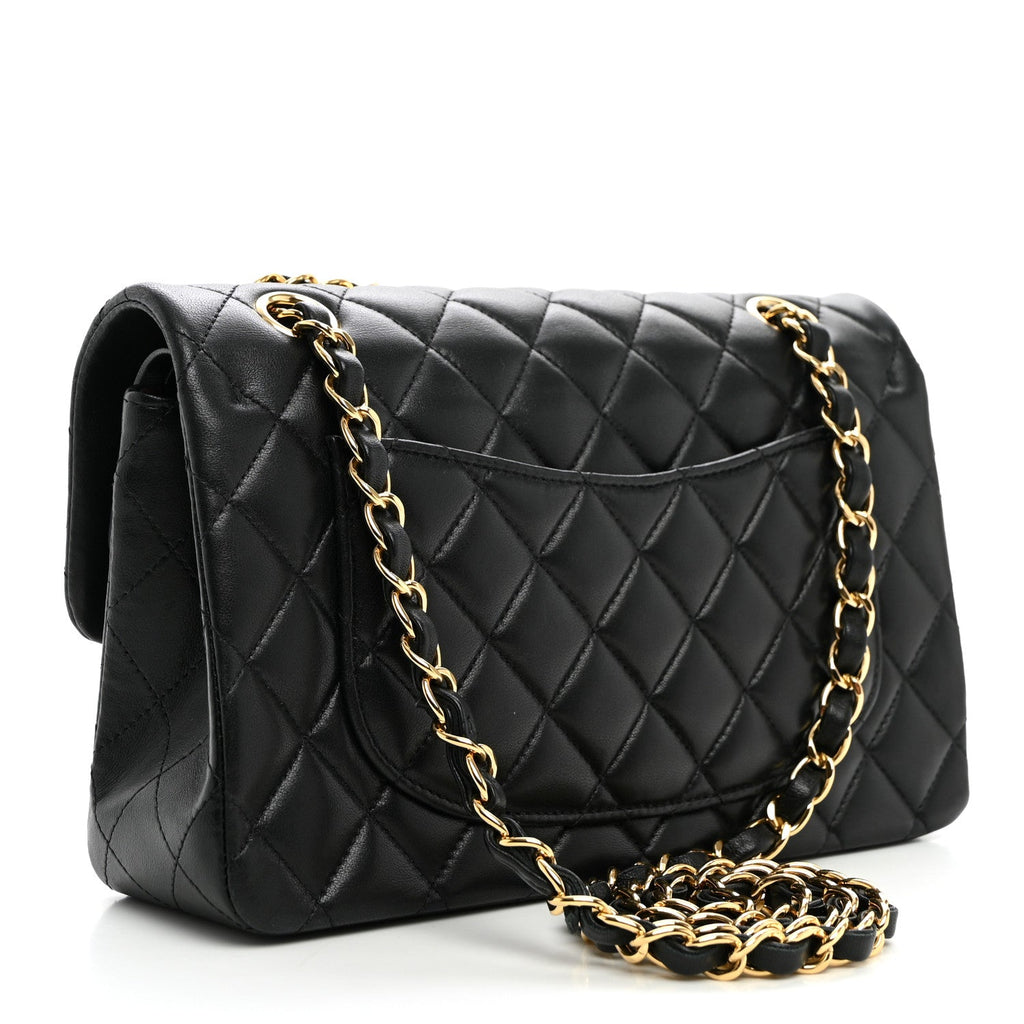 Lambskin Quilted Small Double Flap Black