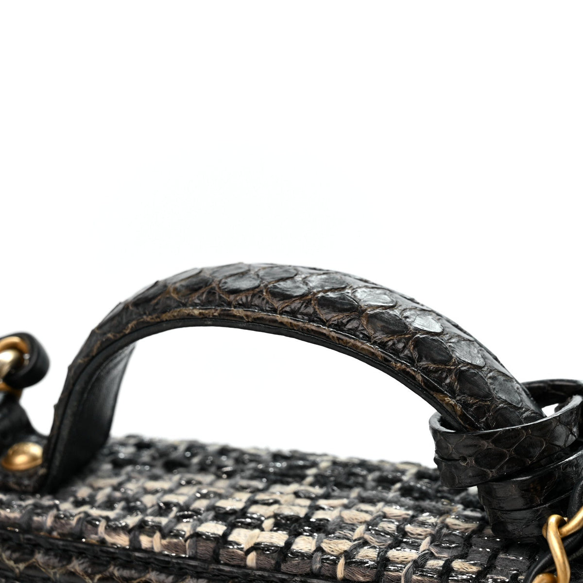Tweed Snakeskin Quilted Medium CC Filigree Vanity Case Dark Navy