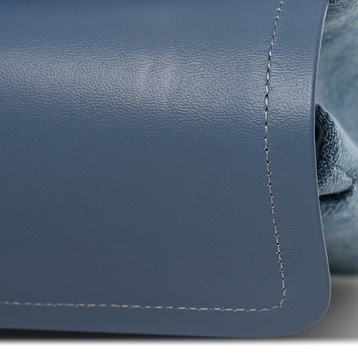 Printed Denim Quilted Small Double Flap Light Blue