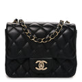 Lambskin Quilted Mini Square Flap Black