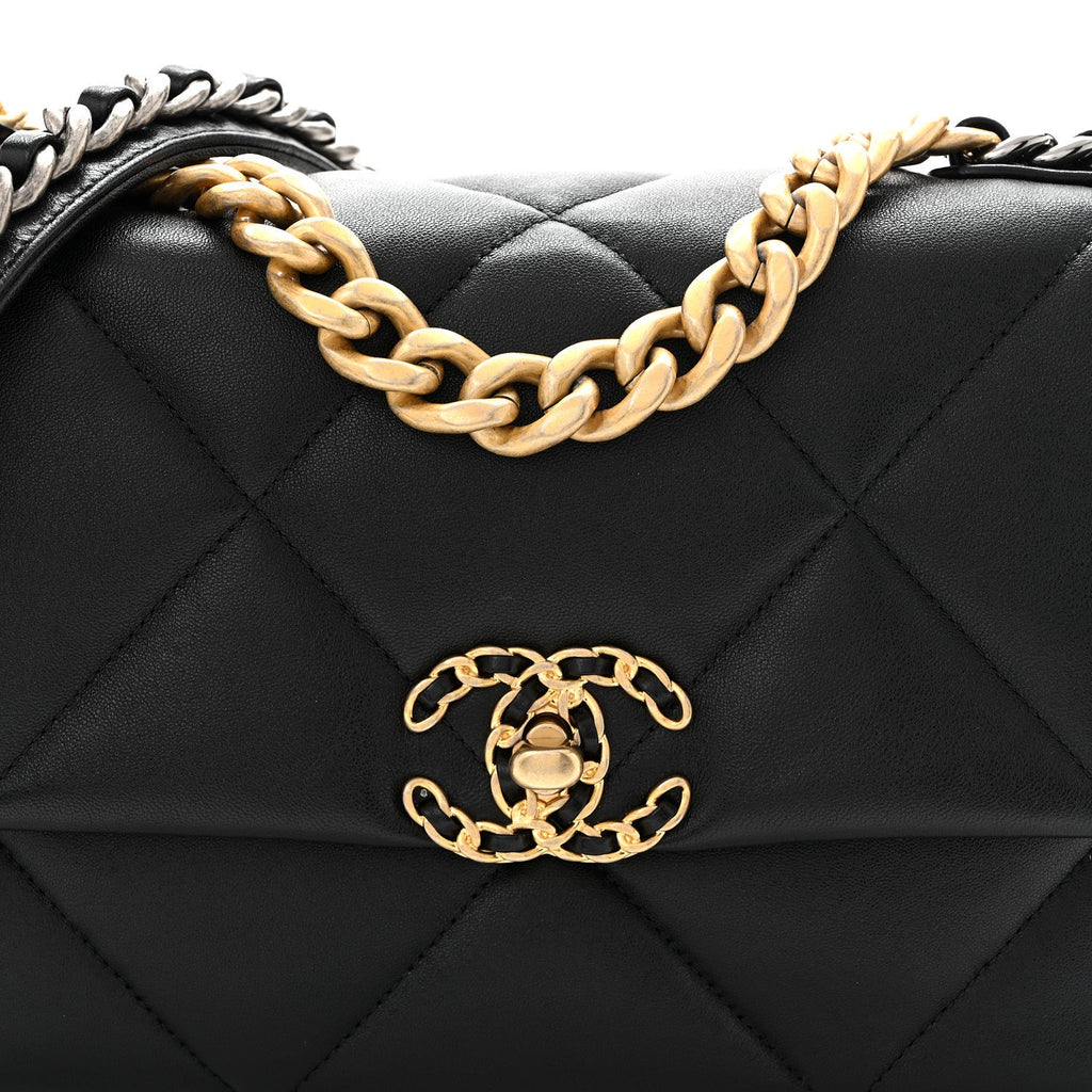 Lambskin Quilted Medium Chanel 19 Flap Black
