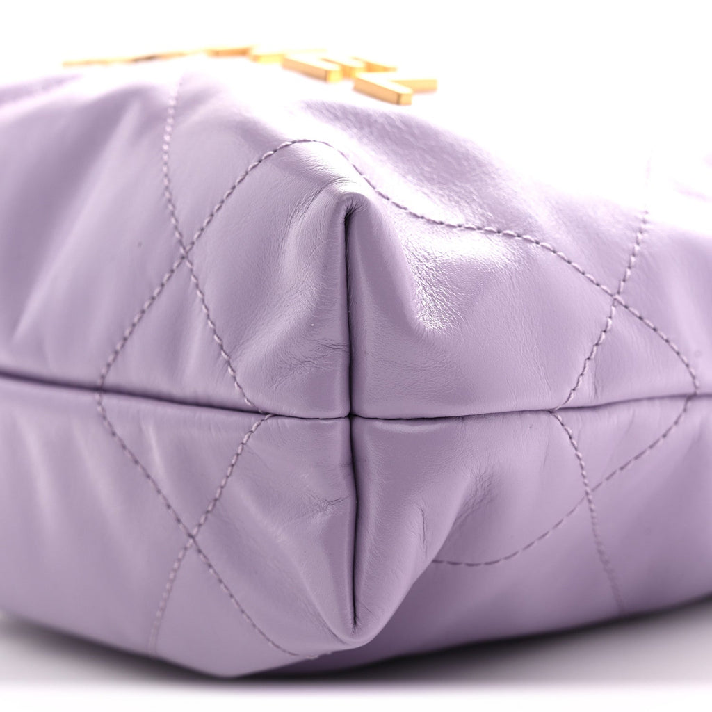 Shiny Calfskin Quilted Mini Chanel 22 Light Purple