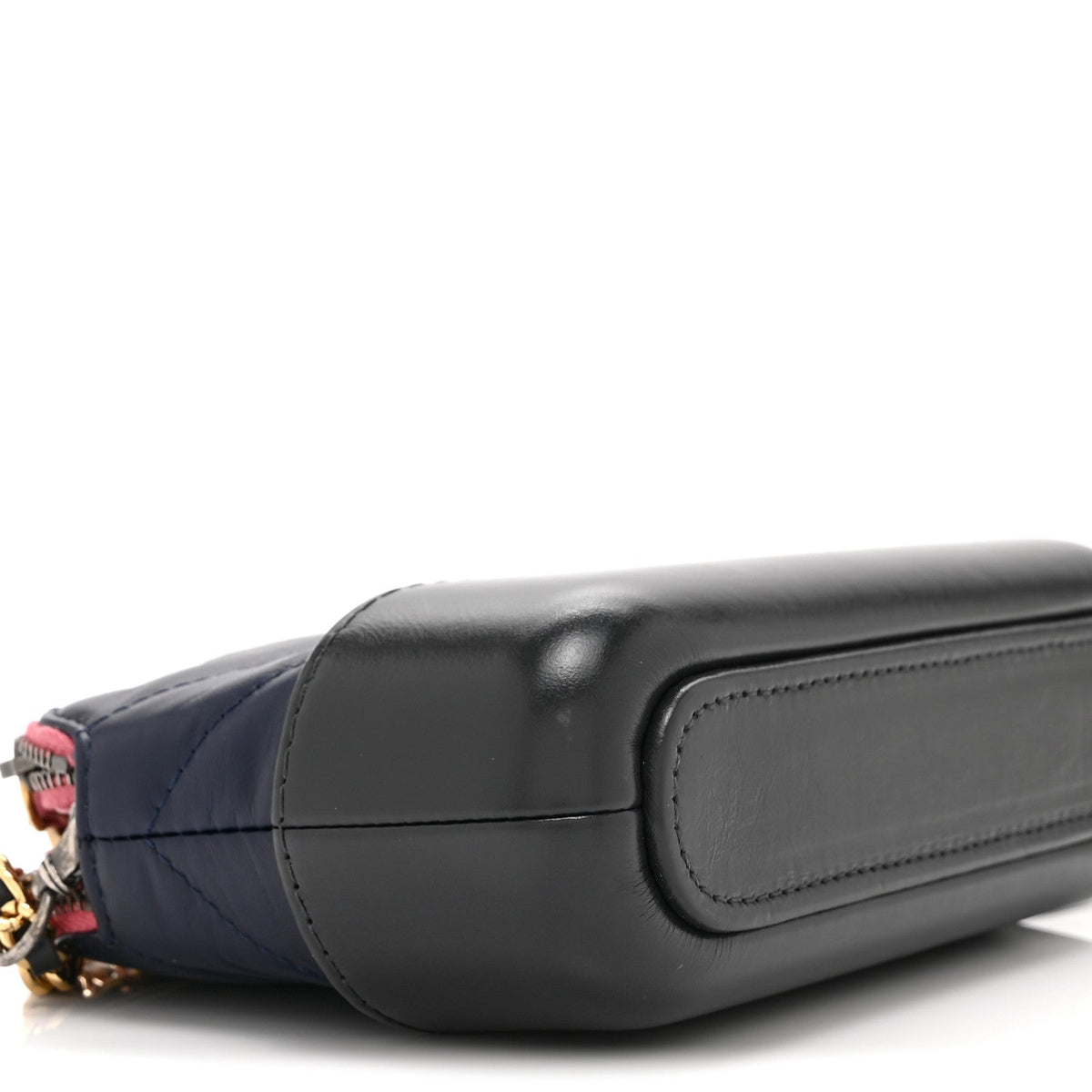 Aged Calfskin Chevron Quilted Small Gabrielle Clutch With Chain  Navy Black Pink