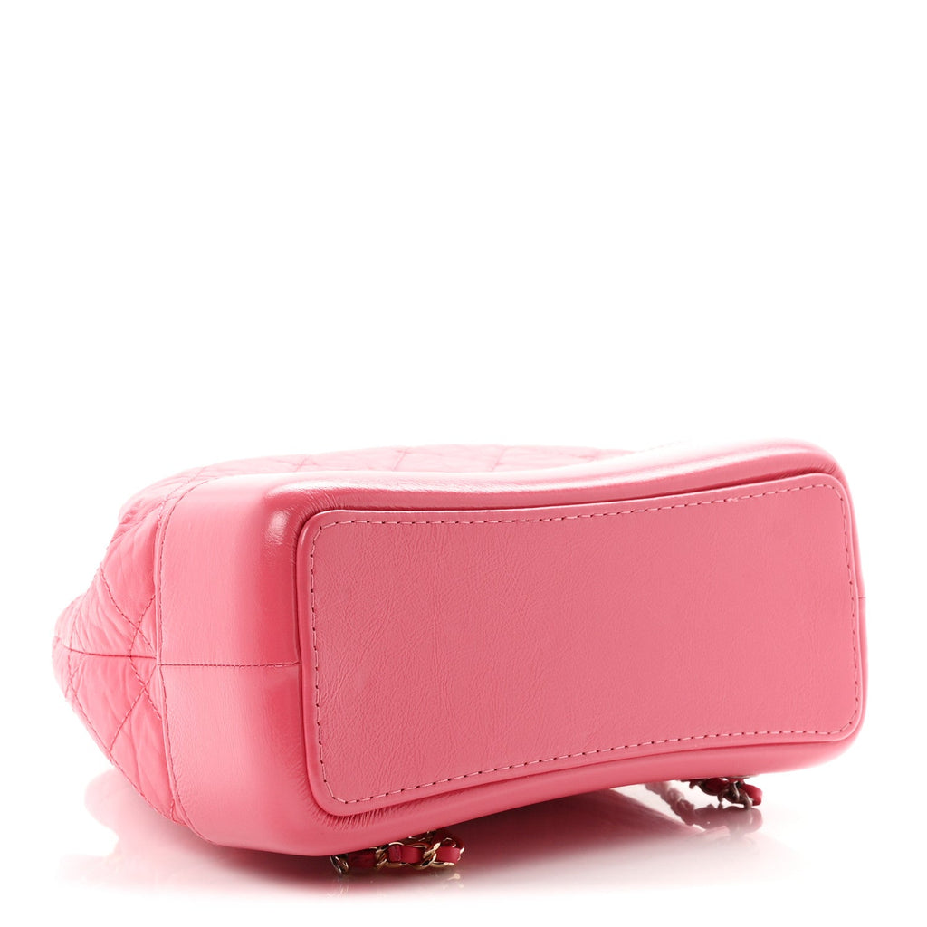 Aged Calfskin Quilted Small Gabrielle Backpack Dark Pink