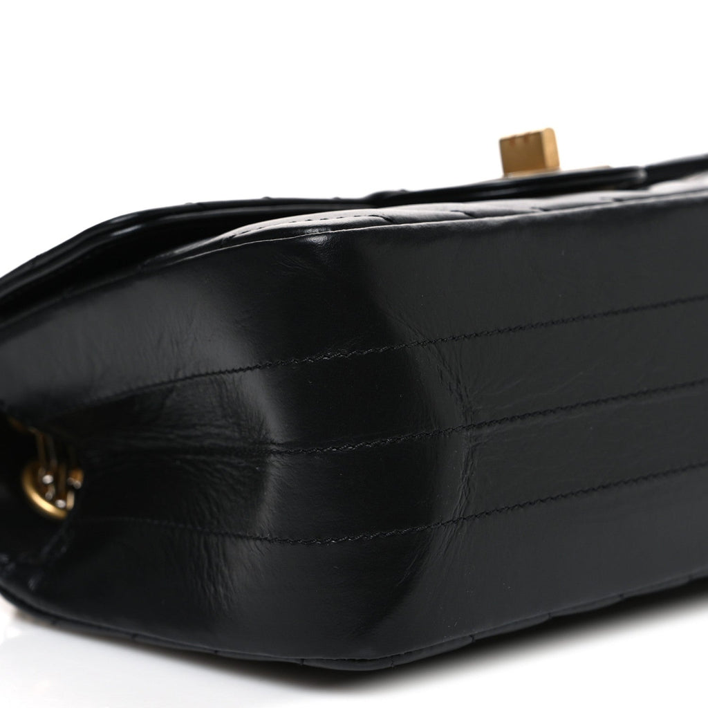Aged Calfskin Chevron Quilted 2.55 Reissue Mini Flap Black