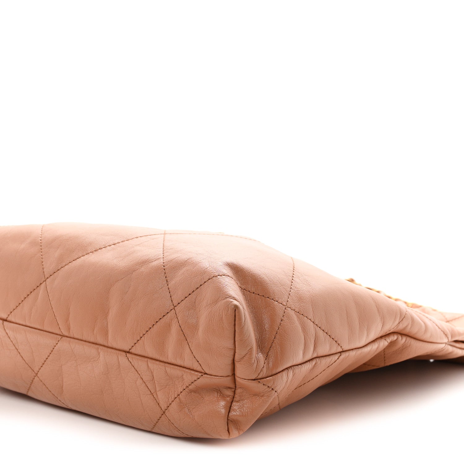 Shiny Calfskin Quilted Small Chanel 22 Camel