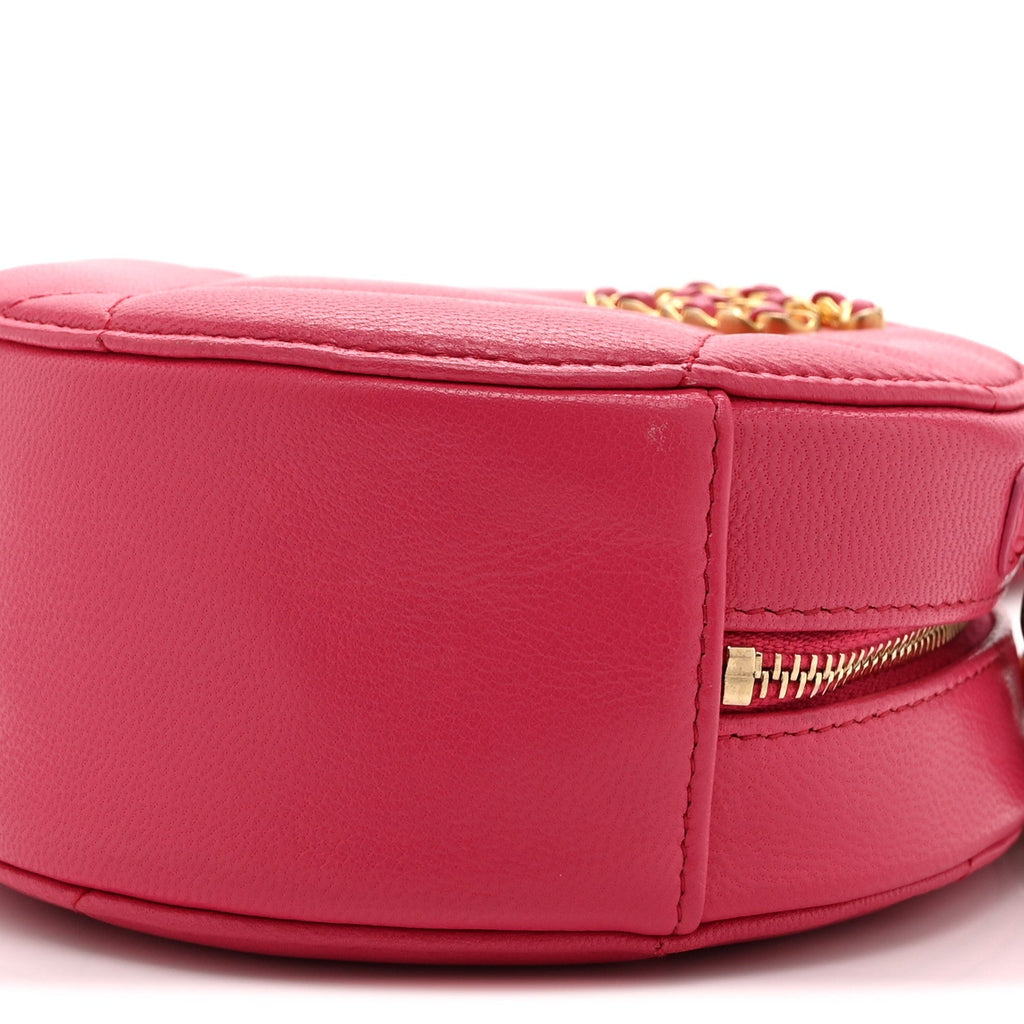Lambskin Quilted Chanel 19 Round Clutch With Chain Pink