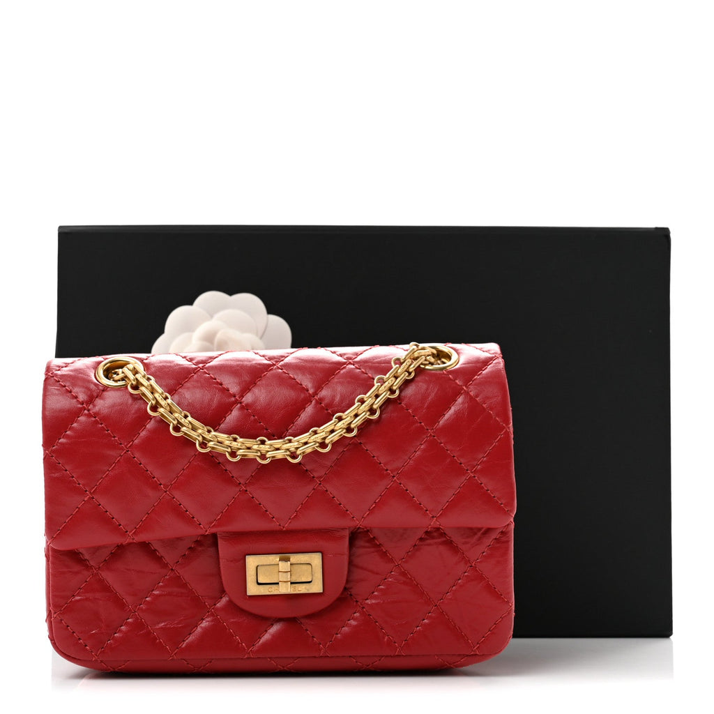 Aged Calfskin Quilted 2.55 Reissue Mini Flap Red