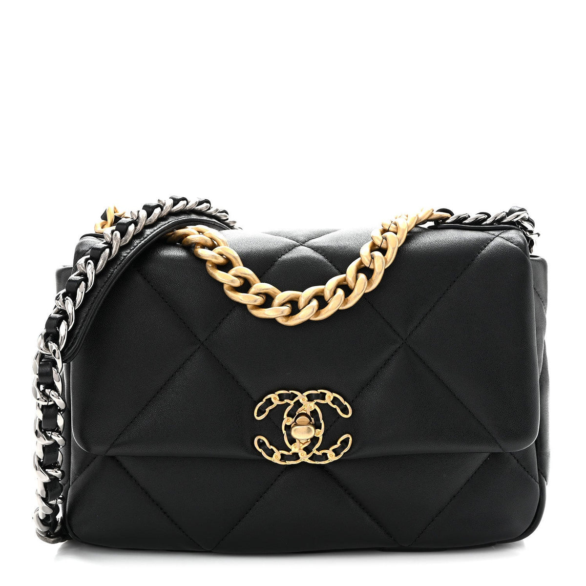 Lambskin Quilted Medium Chanel 19 Flap Black
