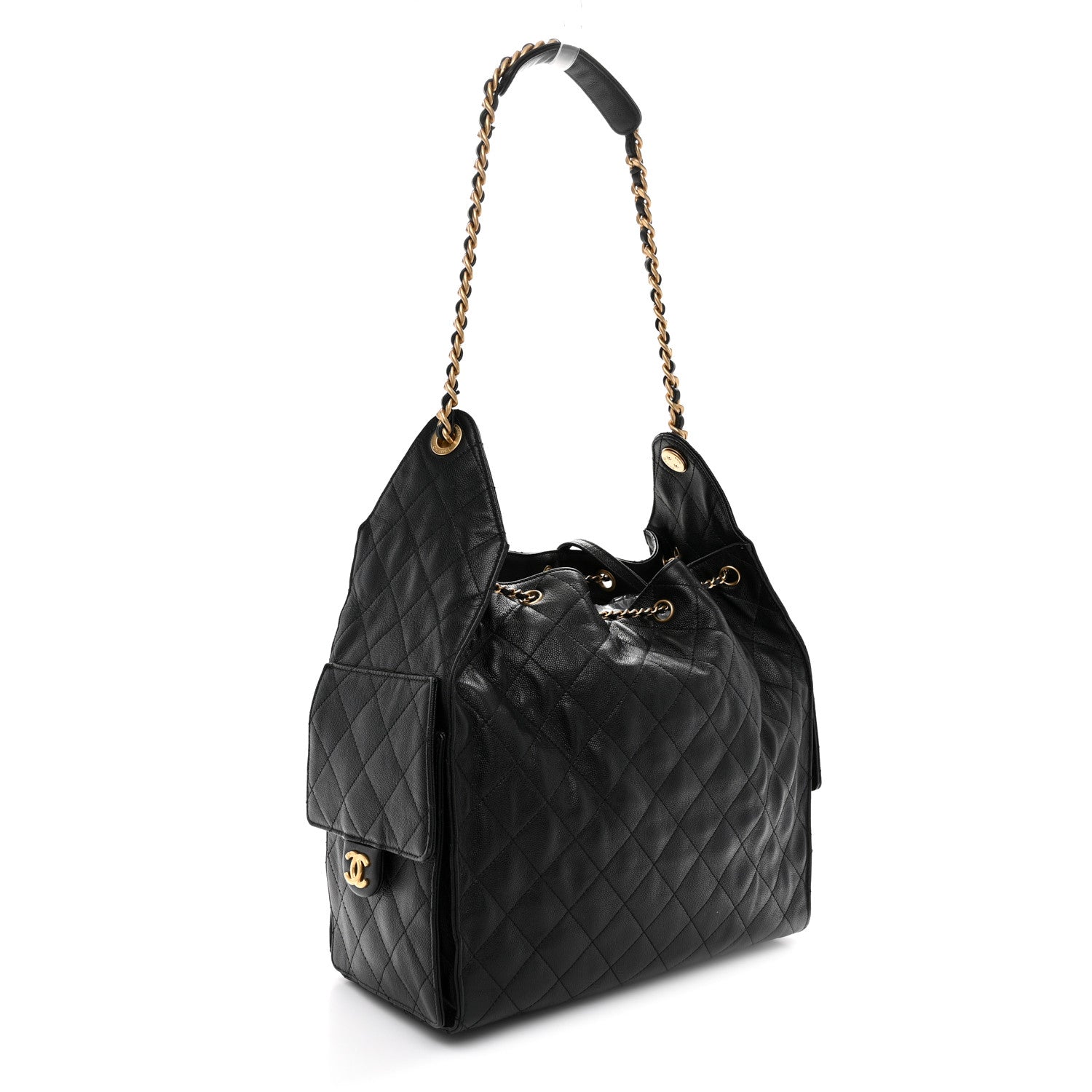 Caviar Quilted Medium Chanel 25 Handbag Black