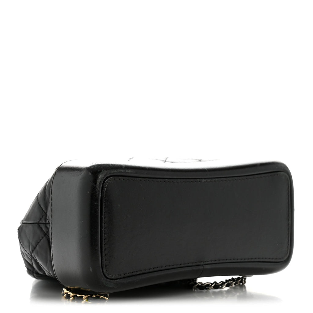 Aged Calfskin Quilted Small Gabrielle Backpack Black