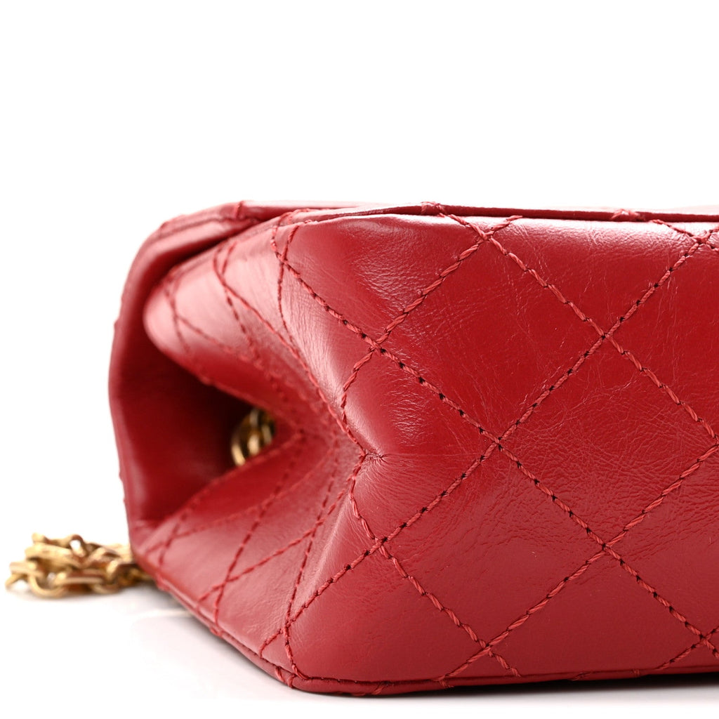 Aged Calfskin Quilted 2.55 Reissue Mini Flap Red