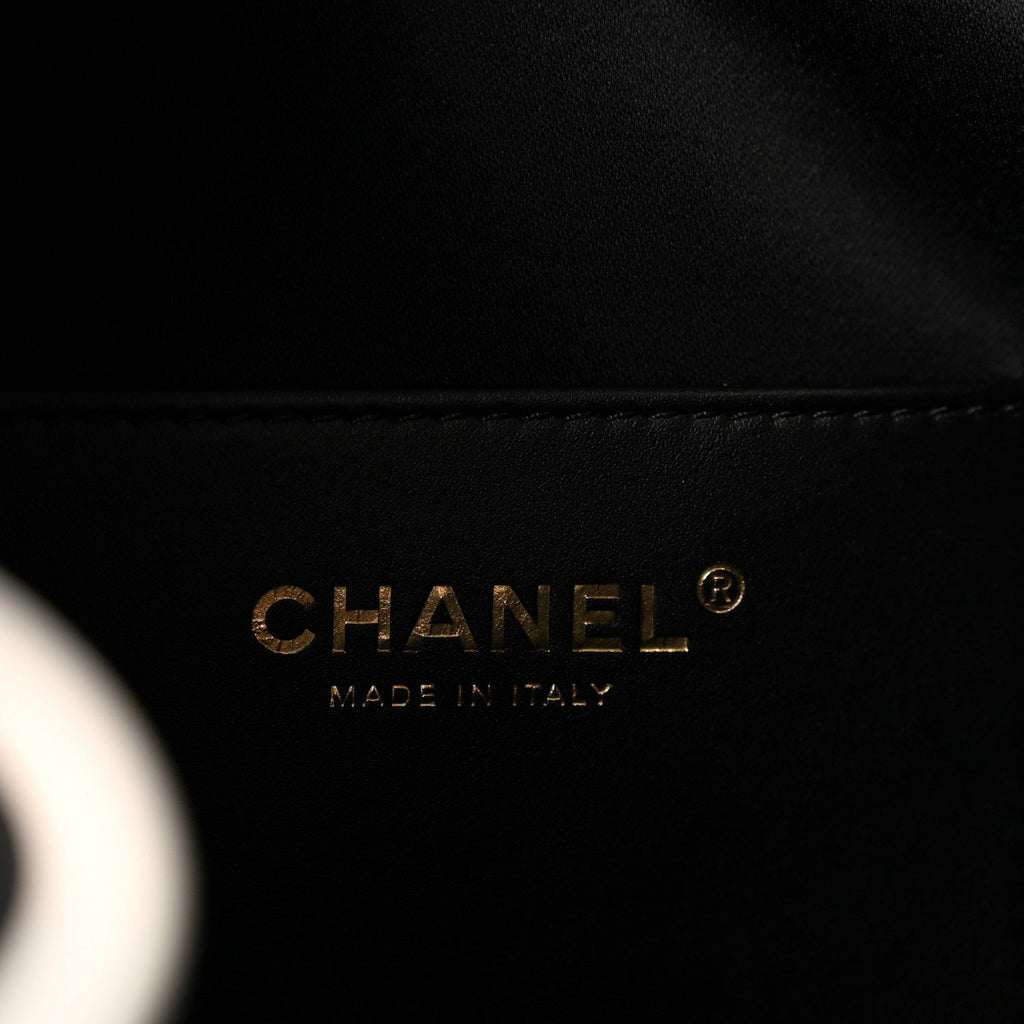 Calfskin Quilted Mini Chanel 25 Handbag Black White
