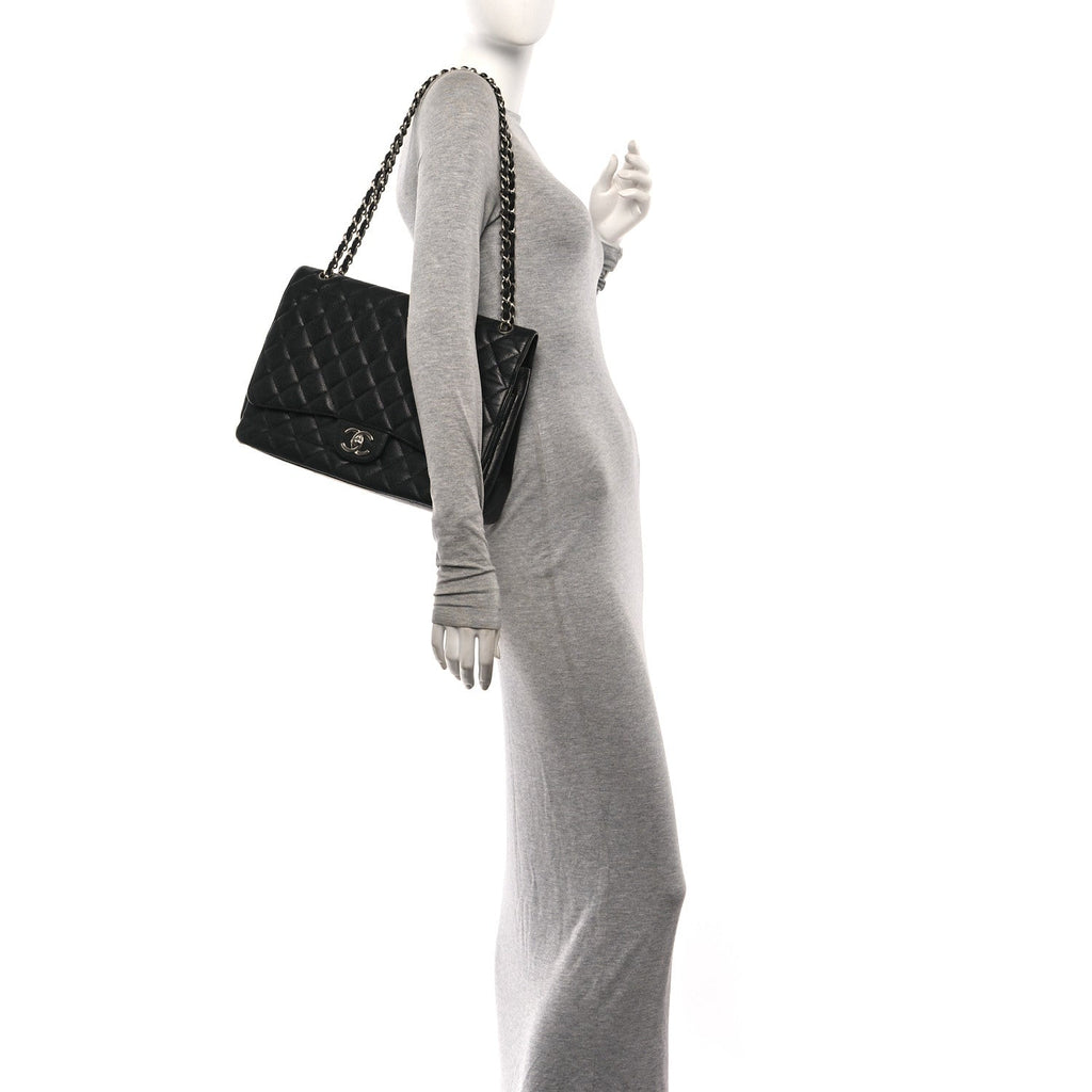 Caviar Quilted Maxi Double Flap Black