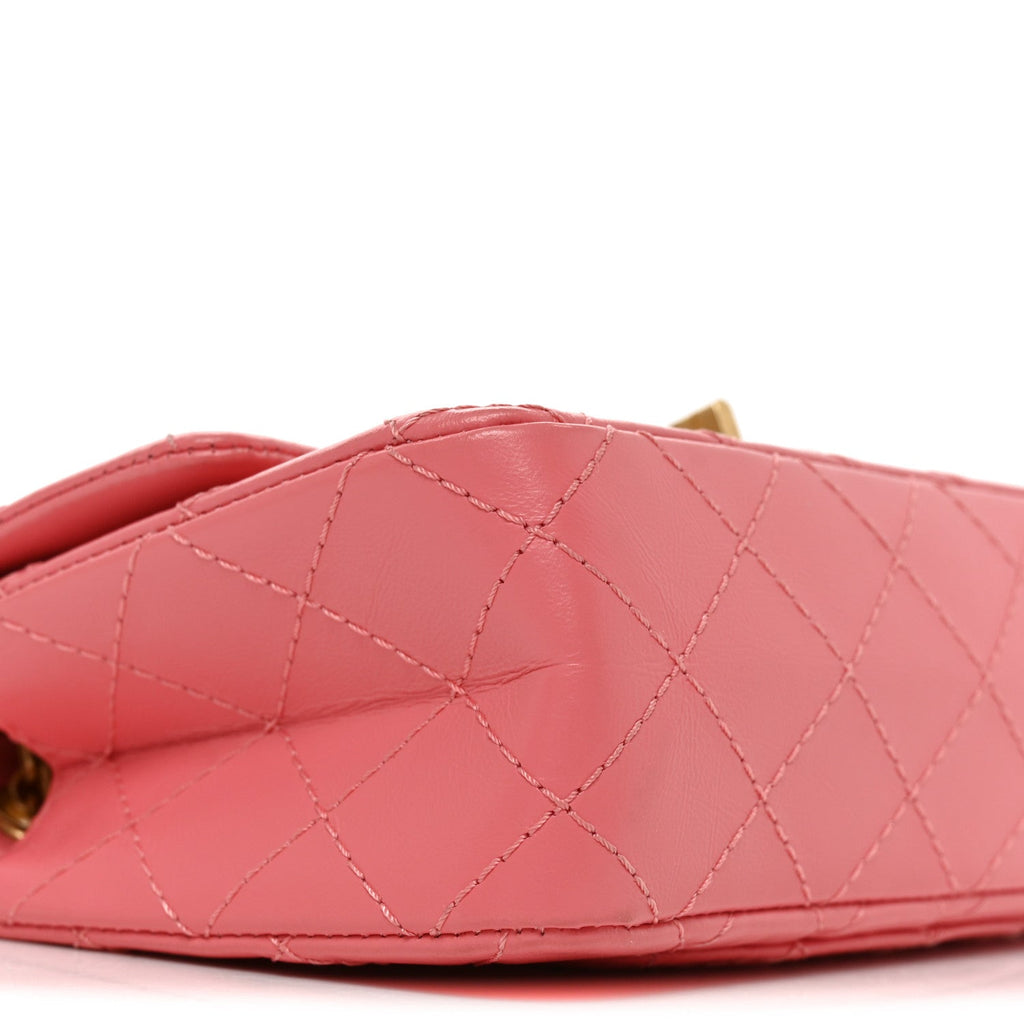 Aged Calfskin Quilted 2.55 Reissue Mini Flap Coral