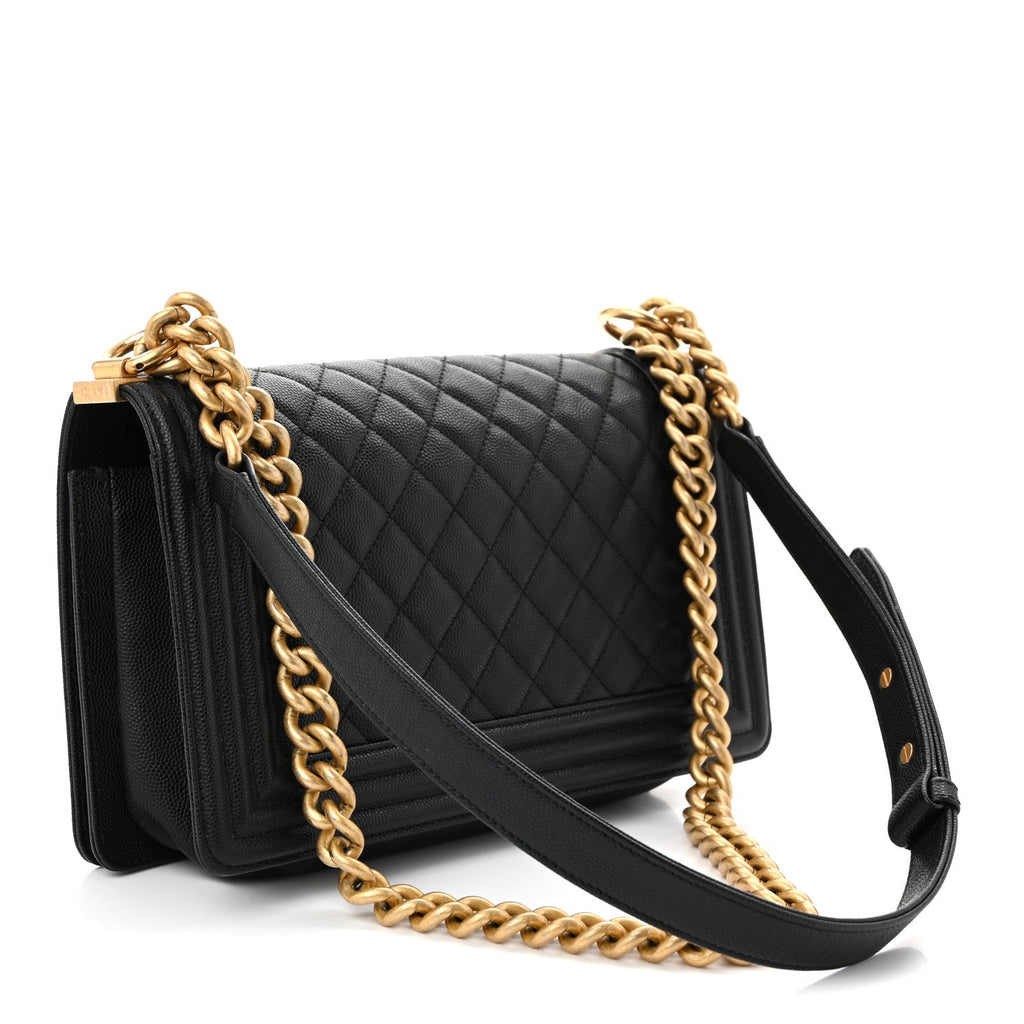 Caviar Quilted Medium Boy Flap Black