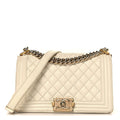 Caviar Quilted Medium Boy Flap White