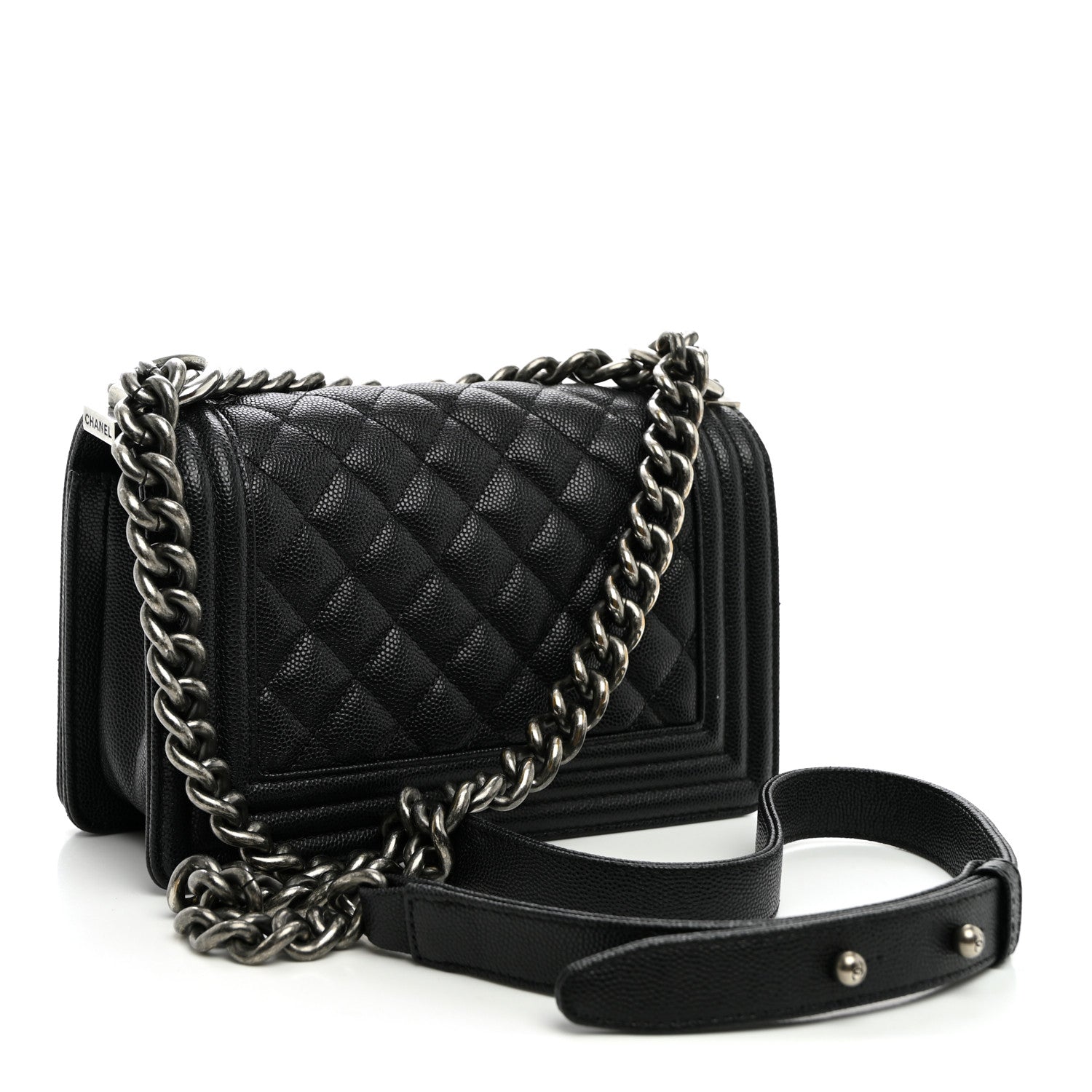 Caviar Quilted Small Boy Flap Black