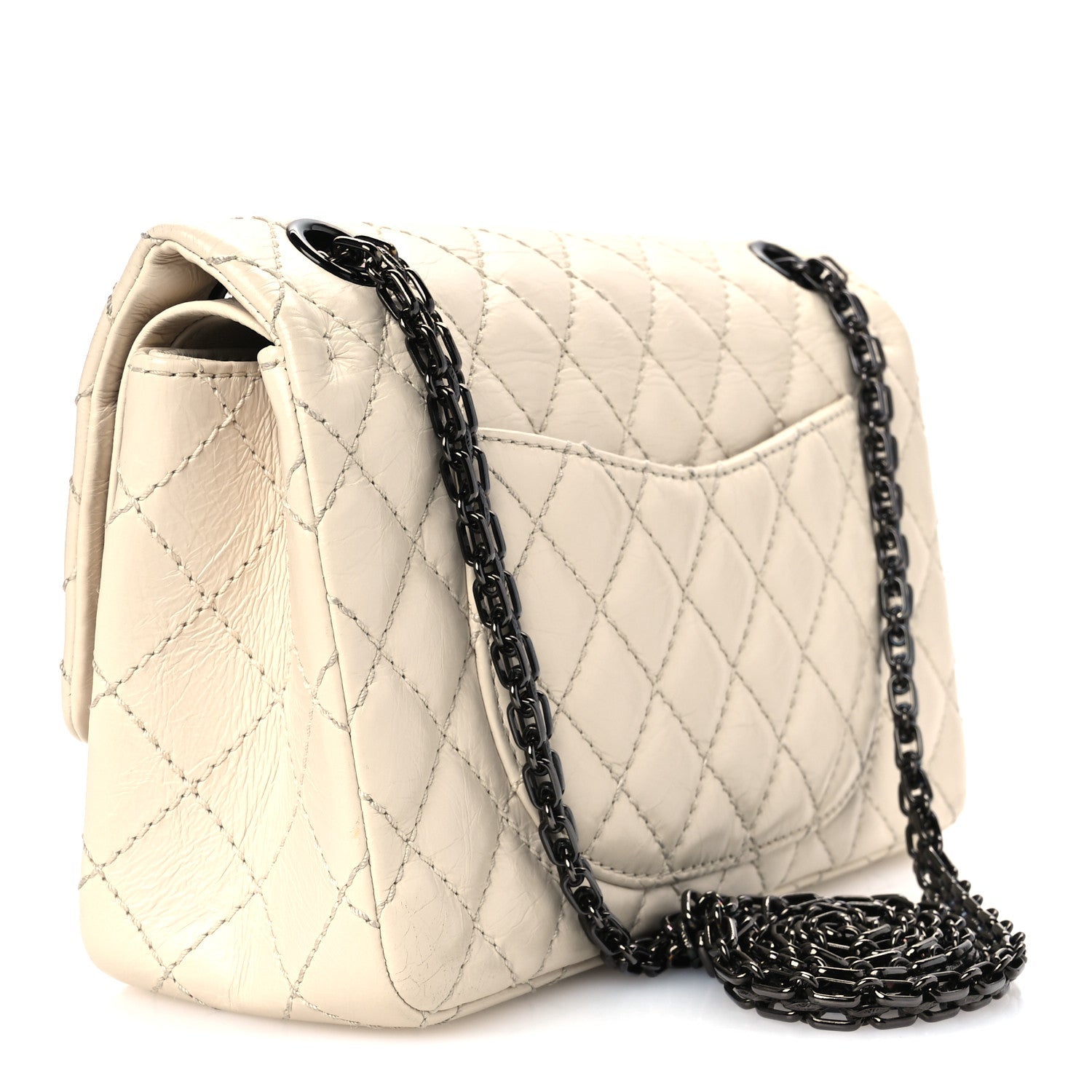 Aged Calfskin Quilted 2.55 Reissue 225 Flap White