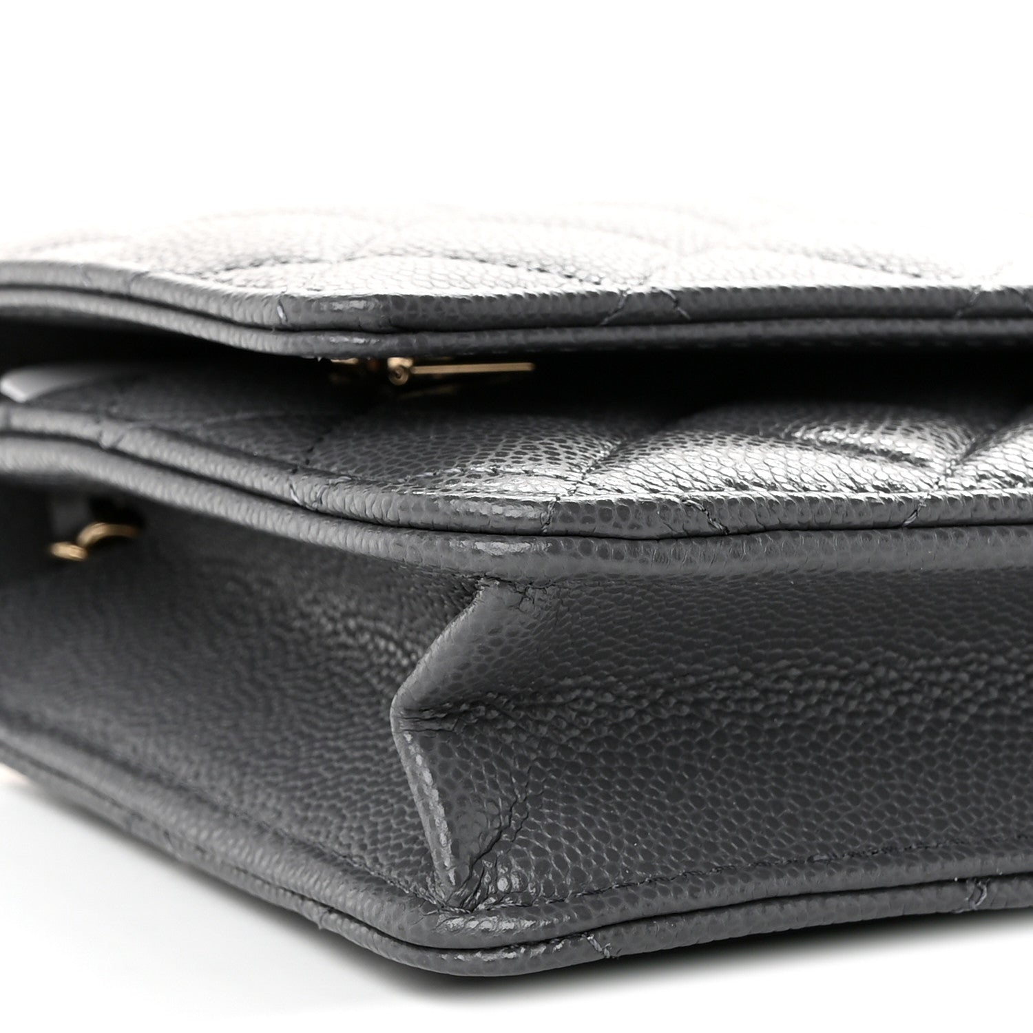 Caviar Quilted Wallet on Chain WOC Grey