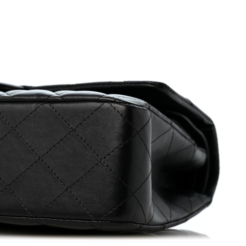 Lambskin Quilted Medium Double Flap Black