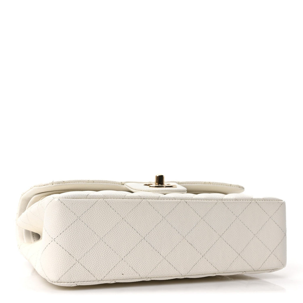 Caviar Quilted Small Double Flap White