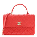 Lambskin Quilted Medium Trendy CC Flap Dual Handle Bag Coral