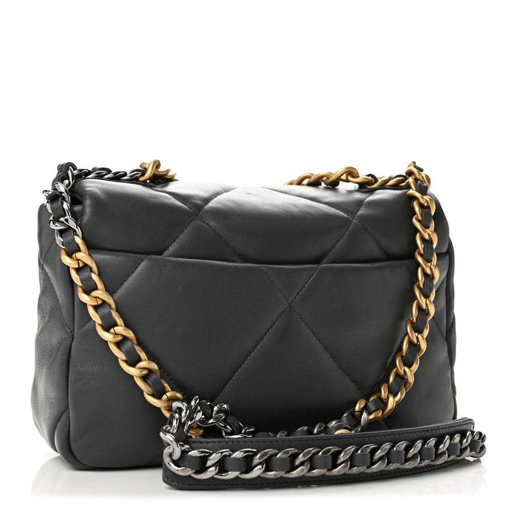Lambskin Quilted Medium Chanel 19 Flap Dark Grey