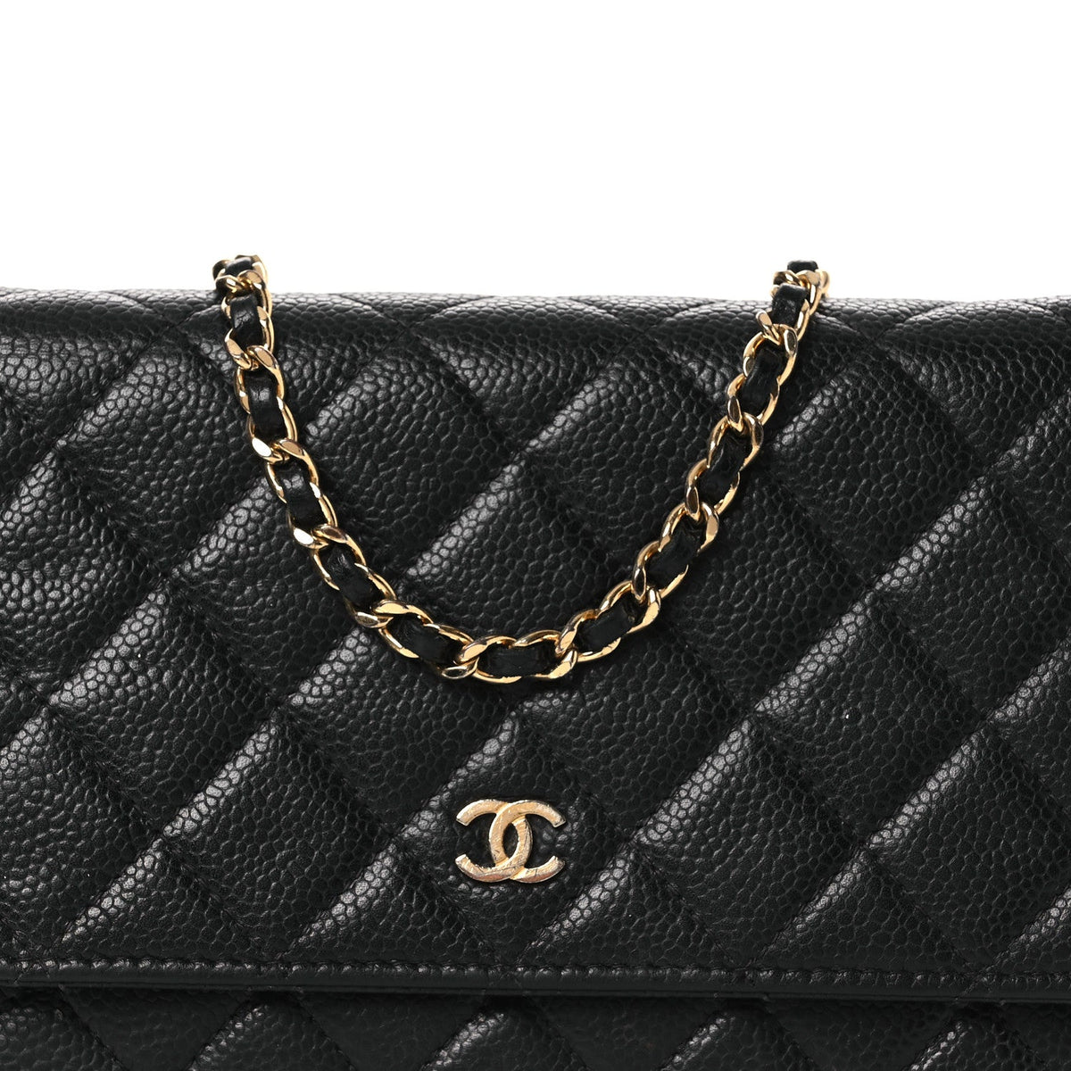 Caviar Quilted Wallet on Chain WOC Black