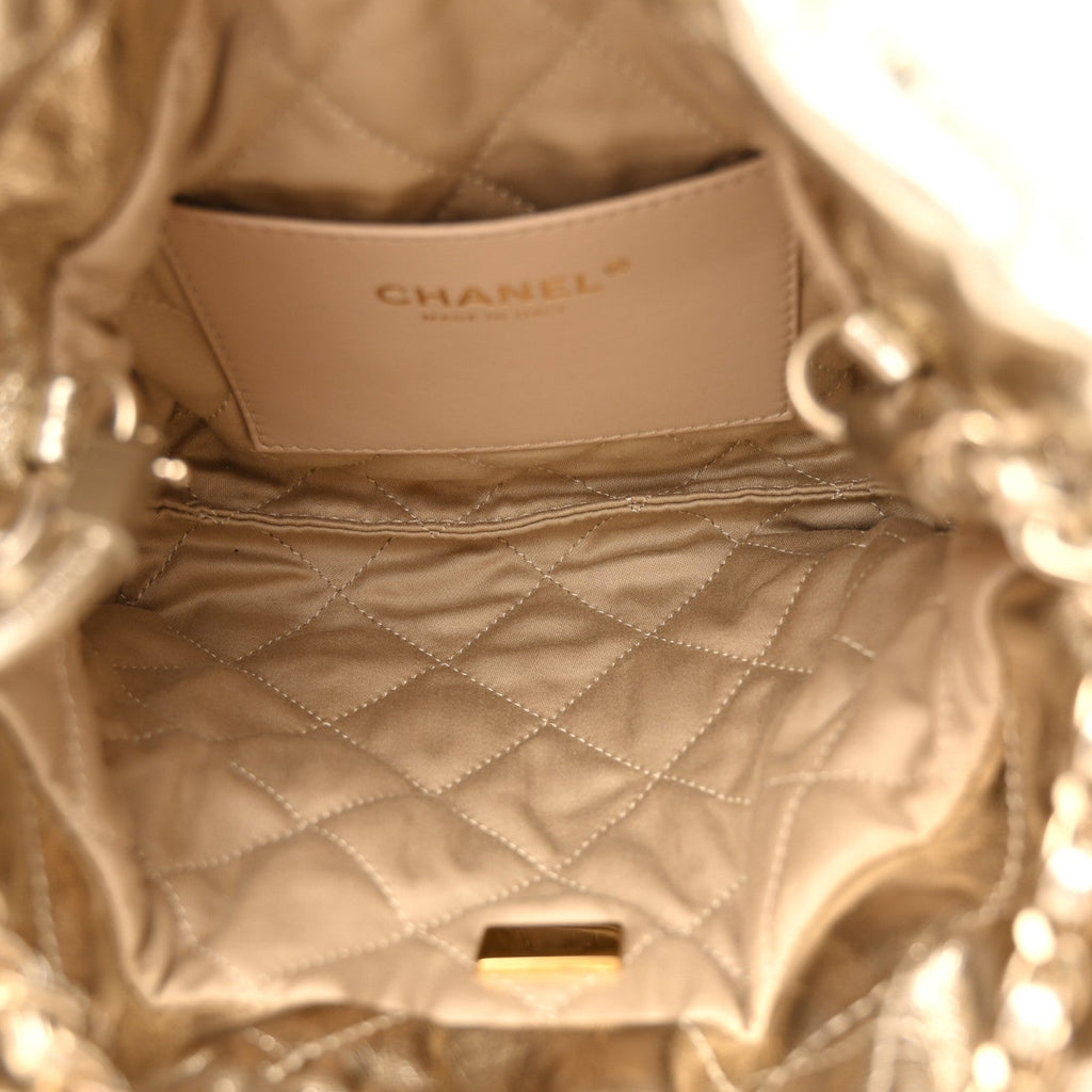 Metallic Calfskin Quilted Mini Chanel 22 Golden